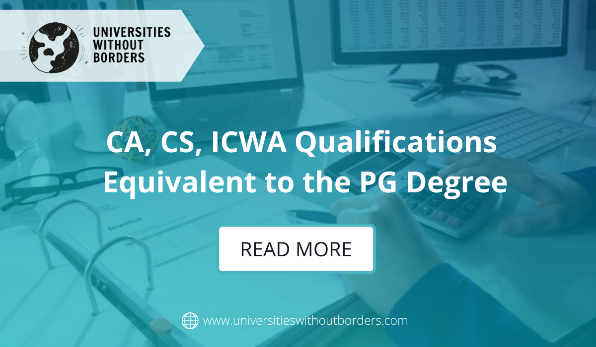 CA, CS, ICWA Qualifications Equivalent to the PG Degree Universities